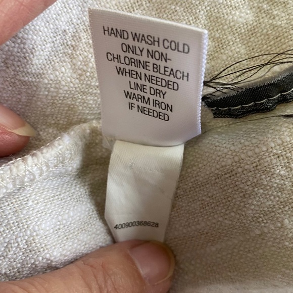 DANA BUCHMAN Cream Linen Crochet Sleeveless Shift Dress Boho Coastal S/M - Picture 12 of 12